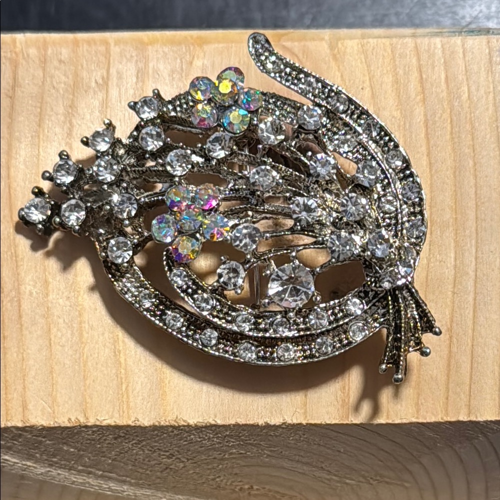 Vintage- Silver and Crystal Brooch